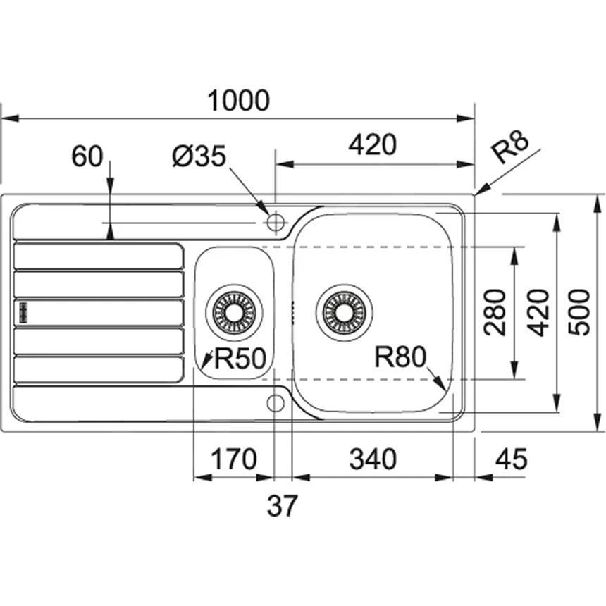 Franke Spark - SKX 651 Spoelbak, 1000x500 Mm, Rvs 101.0504.085 2 Franke Spark - SKX 651 Spoelbak, 1000x500 Mm, Rvs 101.0504.085 - Afbeelding 2