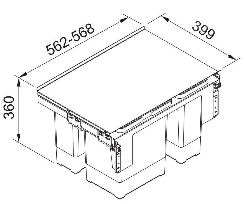 Franke Sorters - Garbo 60-3 Inbouw Afvalemmer 121.0200.680 2 Franke Sorters - Garbo 60-3 Inbouw Afvalemmer 121.0200.680 - Afbeelding 2