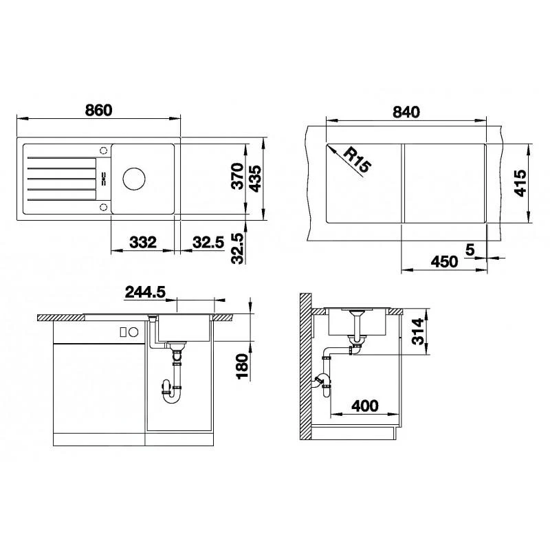 Blanco Favum 45 - Silgranit Spoelbak, 860x435 Mm, Aluminium 524228 2 Blanco Favum 45 - Silgranit Spoelbak, 860x435 Mm, Aluminium 524228 - Afbeelding 2
