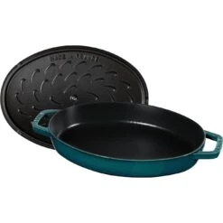 Staub Ovenschaal Met Deksel 33 Cm, Ovaal, La-mer -Kwaliteitskeukenwinkel Voor Thuis 40501 125 0 6