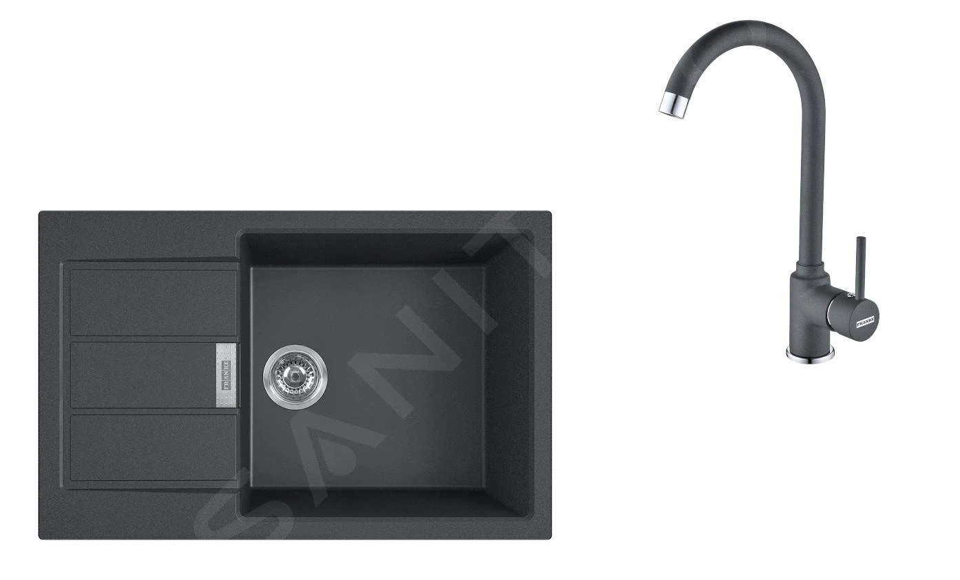 Franke Sets - Set T90, Tectonite Spoelbak S2D 611-78 XL, Zwart + Keukenkraan FP 9000.099, Onyx NEW 143.0618.752 1 Franke Sets - Set T90, Tectonite Spoelbak S2D 611-78 XL, Zwart + Keukenkraan FP 9000.099, Onyx NEW 143.0618.752