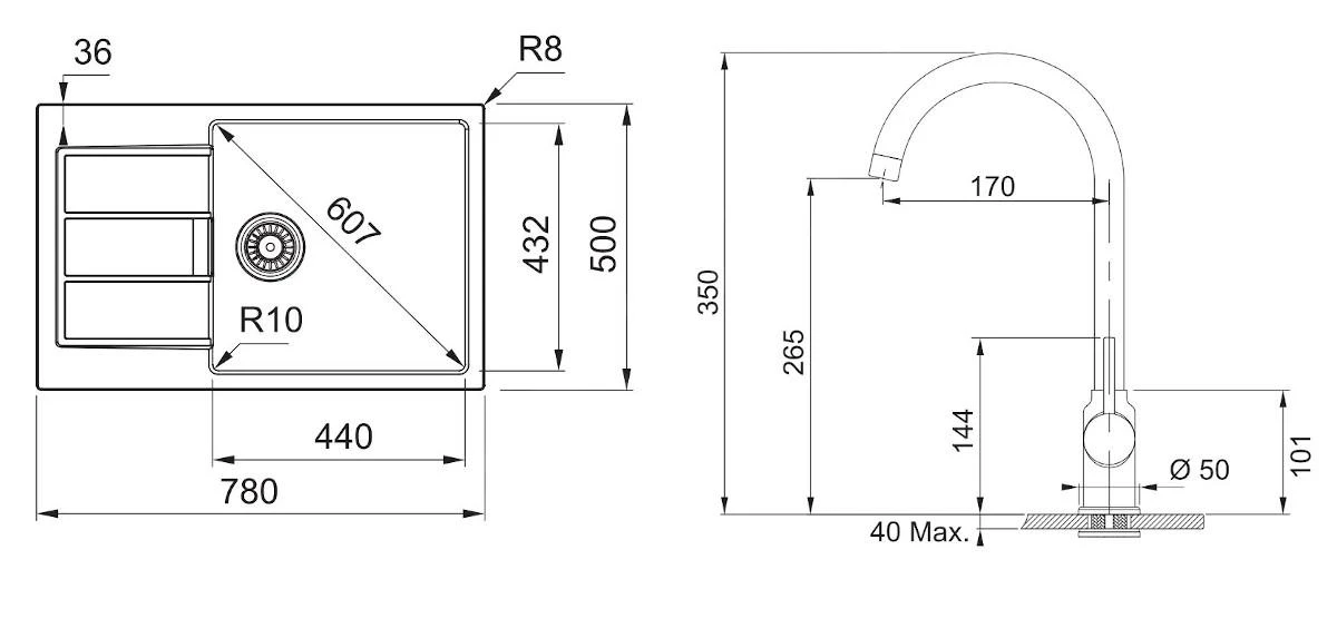 Franke Sets - Set T90, Tectonite Spoelbak S2D 611-78 XL, Zwart + Keukenkraan FP 9000.099, Onyx NEW 143.0618.752 2 Franke Sets - Set T90, Tectonite Spoelbak S2D 611-78 XL, Zwart + Keukenkraan FP 9000.099, Onyx NEW 143.0618.752 - Afbeelding 2